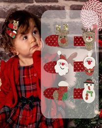 Christmas Hair Accessory Baby Girl Sequin Hair Clips Elk Santa Claus Socks Barrettes Hairpin Hair Head Accessories9784561