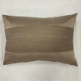 Pillow OEM Beige Pleated Sofa Pillowcase Home Decorative Faux Silk Lumbar Cover Comfortable Armrest 35x50cm