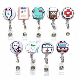 new 1 Piece High Quality Silice Retractable Doctor Nurse Badge Holder Reel Cute Carto ID Card Holder Keychains J3HR#