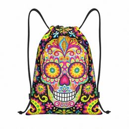 sugar Skull Day Of The Dead Art Drawstring Bags Portable Gym Sports Sackpack Halen Catholic Floral Shop Storage Backpack I7xZ#