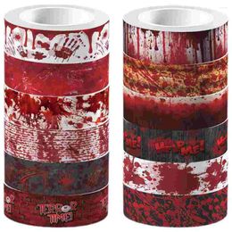 Gift Wrap Halloween Bloody Hand Bleeding Transparent Roll Self-adhesive Washi Tape DIY Handbag Material Pack 12pcs Skateboard Decor