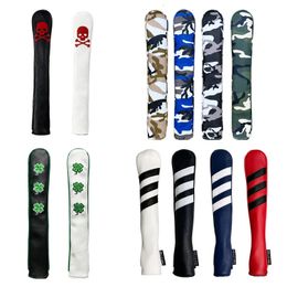 Golf Alignment Rod Cover Skull Aiming Training Aid Headcover PU Waterproof Leather Embroidery Head Protection Golf Supplies 240416