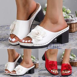 Slippers Fashion Spring Summer WomenSandals Medium Heel Chunky Slip On Fish Mouth Breathable Tan Sandals For Women Dressy