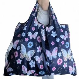 portable Folding Shop Bag Butterfly Fr Printing Grocery Bag Eco-friendly Reusable High-capacity Tote Bags 2024 New I5dd#