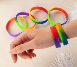 Unisex LGBT Rainbow Bracelets Gay Silicone Rubber Sports Wrist Band Lesbian Pride Wristlet Bracelet Wristband LJJK23433276865