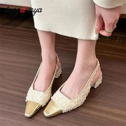 Dress Shoes Fashion Mixed French Baotou Sandals Women Pumps Low Heels Buckle Strap Elegant Single Woman Spring Summer Casual