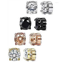 Backs Earrings 4 Pairs Stainless Steel Magnetic Stud Earring For Men Women CZ Magnet Non Pierced Clip On Set 8MM1886263