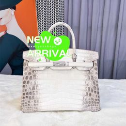 Designer Himalaya Crocodile Handbag Tote Bags Mediaeval Home Customised Handmade Skin White Luxury Platinum Bag Handheld Womens Bag WN-M0I2