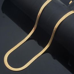 1pcs 4mm 5mm 9mm Men Women Yellow Gold Colour White Link Herringbone Necklace Whole Chains Jewelry276G