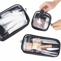 waterproof Travel Black Clear Cosmetic Bag Portable Toiletry Bag Transparent Makeup Brush Storage Case Travel Organiser Pouch O6CH#