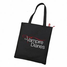 the Vampire Diaries Men Women Shop Bag Handbag Foldable Reusable Cloth Shopper Harajuku Style Bag Student Canvas Tote Bag 99VZ#