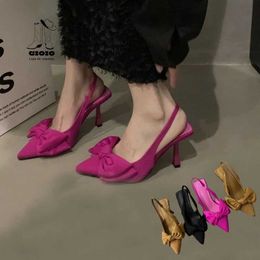 Sandals Sexy Butterfly Womens Shoes Bow Pump Bow Toe High Heels Elegant Sandals Shallow Mouth Thin High Heels 2023 Feet Stool J240416