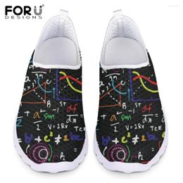 Casual Shoes FORUDESIGNS Colourful Math Formula Pattern Ladies Air Mesh Slip-on Flat Women Spring Lightweight Sneakers Shoe