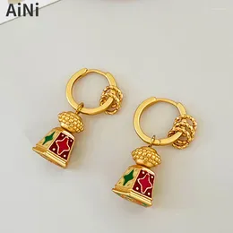 Dangle Earrings Fashion Jewelry 2024 Trend High Quality Brass Circle Colorful Enamel Drop For Women Girl Gift Fine Accessories