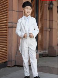 Elegant Fashion Children Tailcoat White Tuxedo Set Costume Birthday Fashion Casual Brand Formal Boy Wedding Suits Blazers 5PCS Set6134299