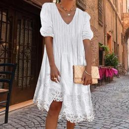 Casual Dresses Women Short Dress M To 3XL Mini Solid Colour Womenswear Trendy Loose Fitted Summer Ladies