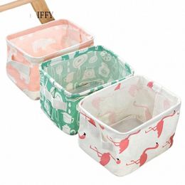 carto Desktop Storage Basket Cute Flamingo Waterproof Organiser Cott Linen Sundries Storage Box Cabinet Underwear Bag 2021 m9Dd#