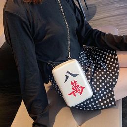 Bag China Mahjong Printing Chain Strap Shoulder Bags Women Crossbody Chains National Wild Designer Pu Leather Messenger