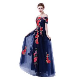 FADISTEE New arrival elegant satin dress evening dresses prom party zipper sleeveless formal long boat neck flowers style9861183