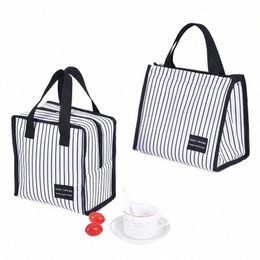 portable Insulated Lunch Bag Ctracted Style Food Thermal Handbag Durable Bento Pouch Picnic Drinks Cooler Pack Keep Fresh Item O8x1#