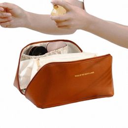 large-capacity Travel Cosmetic Bag Portable PU Makeup Pouch Women Waterproof Bathroom W Handbag Multi-functial Toiletry Kit Q1vy#