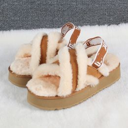 Platform Slippers For Women Wool Home Sandals De Mujer Verano Casual Outdoor Slippers Women Shoes Thick Sole Ladies Cotton Boots