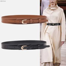 Waist Chain Belts Retro Metal Buckle PU Leather Women Belt All-match Ins Skinny Waist Straps Lady Female Dress Coat Decorative WaistbandL240416