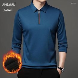 Men's T Shirts Shirt Zipper Polo Male Fashion Turn-Down Collar Long Sleeve Business Men Clothes