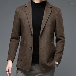 Men's Suits Men Smart Casual Blazers Black Gray Khaki Sheep Wool Suit Jackets Male Elegant Woolen Coat Ideal For Business And Wear