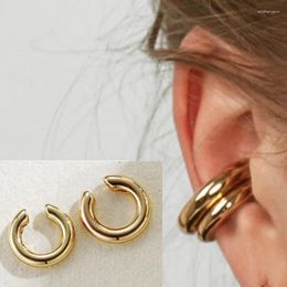 Backs Earrings Punk Asymmetric Metal Ear Clips Two Round Bone Women's C-shaped Simple Party Personality Jewellery Accessories