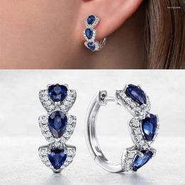 Dangle Earrings Chic Blue Cubic Zirconia Hoop Women Silver Color Dainty Circle Earring Daily Wear Fashion Versatile Girls Jewelry Gifts