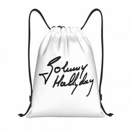 french Legend Rock Johnny Hallyday Drawstring Bags Women Men Portable Gym Sports Sackpack Training Storage Backpacks o9DH#