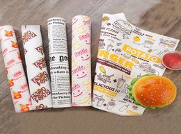 100 pcs Oilproof wax paper for food wrapper paper Bread Sandwich Burger Fries Wrapping Baking Tools fast food Customised supply9060322