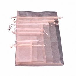 100pcs Sheer Organza Bags Gift Drawstring Pouch for Jewellery Party Wedding Favour Party Festival Candy Bags m02d#