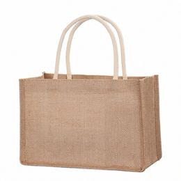 burlap Tote Bags Blank, Jute Beach Shop Handbag, Vintage Reusable Gift Bags a7b8#