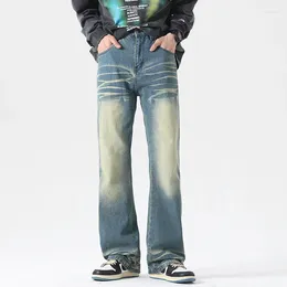 Men's Jeans Retro Straight Casual Hip-hop High Street Dance Personality Distressed Fashion Korean Youth Denim Trousers