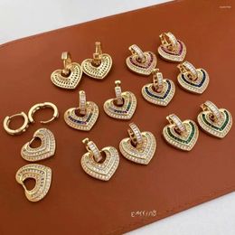Dangle Earrings 5 Pairs Elegant Luxury Women Heart Drop Vintage Ear Piercing Colourful Full Zirconia Party Fashion Jewellery