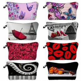 butterfly Red & Black Series Cosmetics Bag For Women Travel Bag Big Capacity Storage Tote Organiser Make Up Cases Toiletry Pouch q26K#