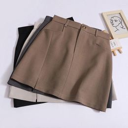 Skirts Classic Suit Women 2024 Summer Pocket Simple Skirt Korean High Waist Slit Fashion Office Wear