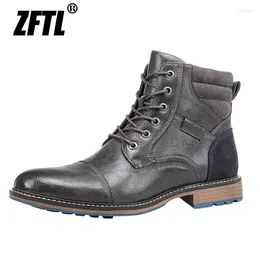 Boots ZFTL Men Basic Man Casual Tooling Male Large Size Desert Western Outside Lace Up 2024