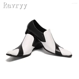 Dress Shoes Spring Brand Men's Business Black White Mixed Colour Slip One Oxfords Gentleman Wedding