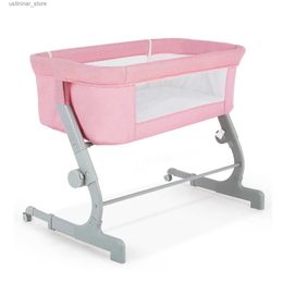 Baby Cribs Childrens Bed Baby Bassinet Infant Nursery Crib Basket Sleeper Bed Cradle With Wheel Pink L416