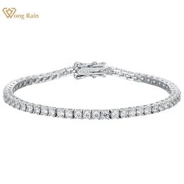 Wong Rain Hip Hop Rock 925 Sterling Silver 25MM Created Gemstone Tennis Chain Bracelets For Men And Women Wholesale 240416