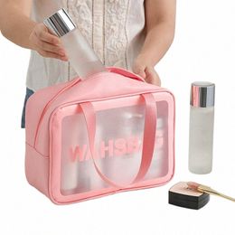 waterproof Cosmetic Bag Portable Large Capacity Transparent W Bag Travel PVC Scrub Cosmetics Storage Bag PU Swimming K6K1#