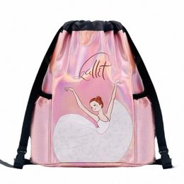 children Sparkly Laser Ballet Bag for Girl Ballerina Dance Drawstring Duffel Bags Kids Pink Dancing Backpack Sports Gym School S t0K2#