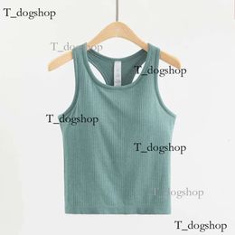 LL Racerback Yoga Tank Tops Lu Women Fiess Sleeveless Summer Breathable Cami Sports Shirts Slim Ribbed Running Gym Crop Vest Built in Bra Top 626