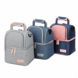 lunch Bag for Women Luxury Fi Women Thermal Dinner Box Cooler Picnic Pouch for Food Double Layer Portable Boxs Lunch Tote r2MK#