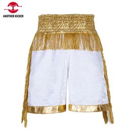 Boxing Shorts Men Women Kids Muay Thai Gold Tassels Combat Crossfit Grappling Kickboxing Pants Martial Arts MMA Clothing 240402