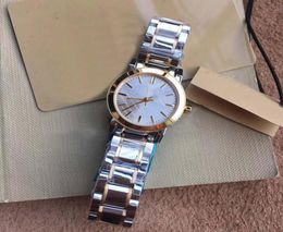 Fashion 26MM Ladies Watches Quartz Womens Watch Two Tone Stainless Steel Bracelet White Dial Gold Bezel and Handsr6277453