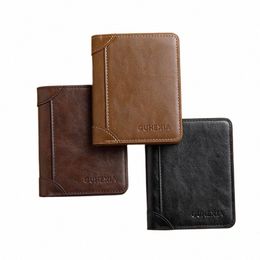 fi Minimalist Men'S Leather Short Wallet Driver'S License Integrated Card Bag Soft Durable Double Fold Credit Card Holder f4Yq#